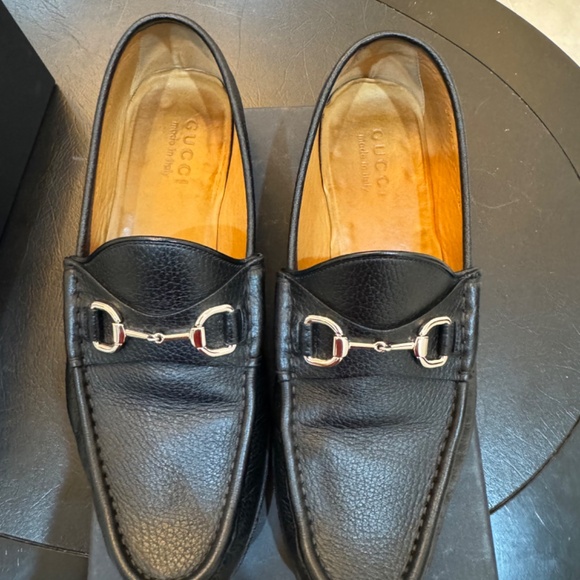 Authentic Gucci Horsebit Leather Black Loafers Size 9